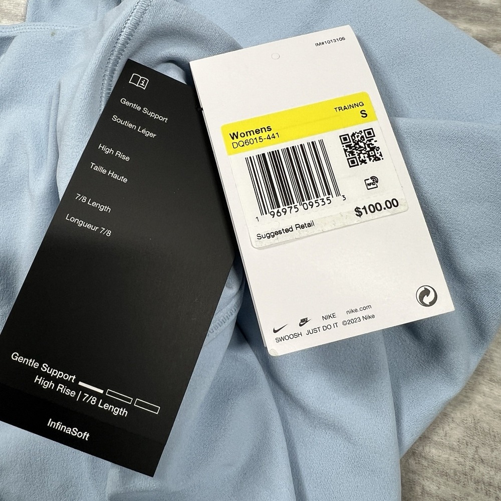 Nike Dri-Fit Zenvy High Waisted 7/8 Leggings DQ6015-441 Light Blue Women's Small - Picture 2 of 10